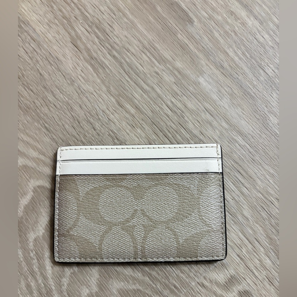 Coach White and Tan Card Holder